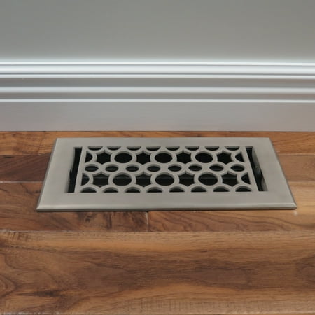 Pewter Register - Unikwities 4X10 inch Art Nouveau Cast Metal Floor Register in Pewter