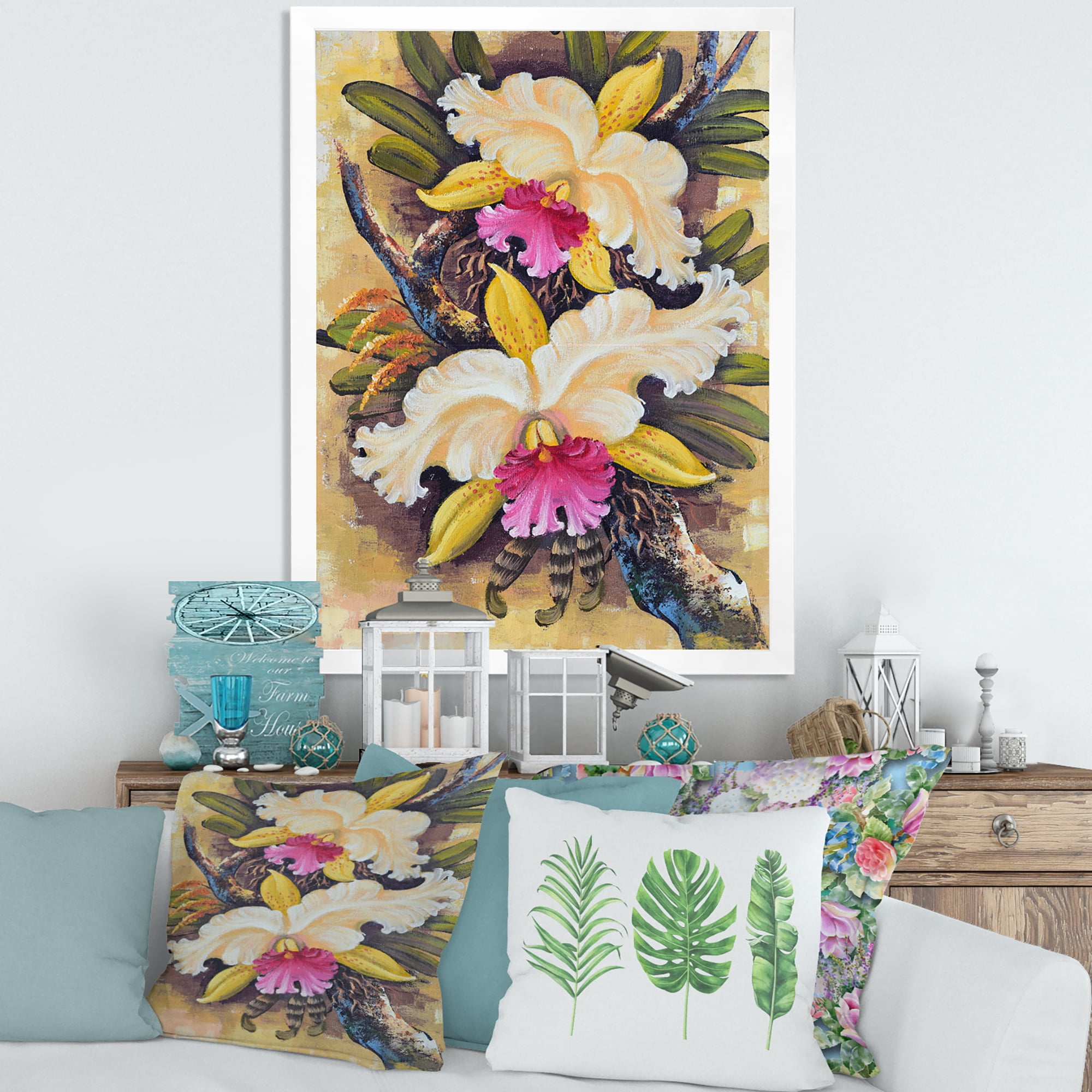 Designart 'Ancient Forest Orchids II' Traditional Framed Art Print
