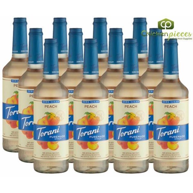 Torani Puremade Zero Sugar Peach Syrup – Sun-Ripened Orchard Freshness (Clean-Label), 750 mL (25.36 oz) Premium Glass Bottle