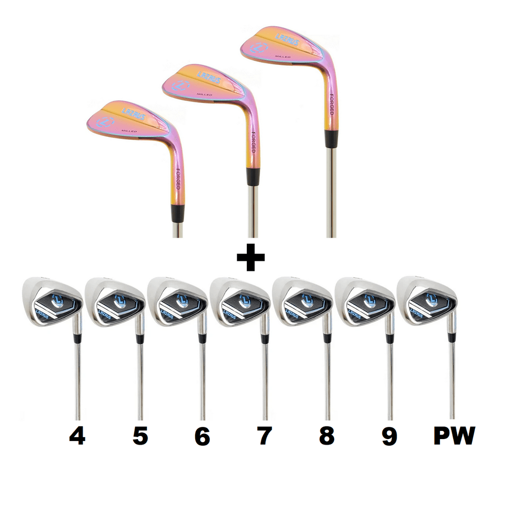 LAZRUS Premium Golf Clubs Set For Men (3 Wedge set + 7 Iron Set) 52 56