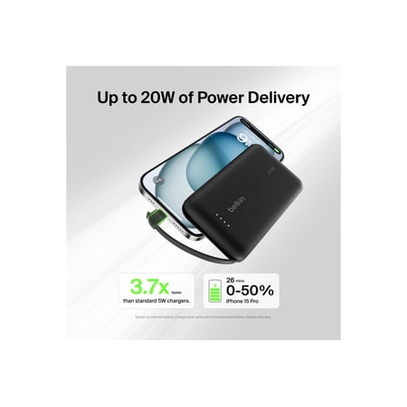 Belkin（ベルキン） BoostCharge 20W ケーブル内蔵 モバイルバッテリー10000mAh BPB021fqBK