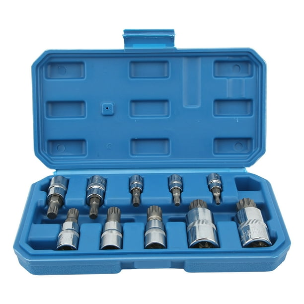 Triple Square Spline Bit Socket Set,10PCS Triple Square Spline Spline Socket Bit Set Drive