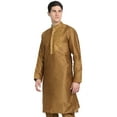 thumbnail image 3 of SKAVIJ Men's Tunic Art Silk Long Shirt Embroidered Casual Kurta (x-Large, Brown), 3 of 6
