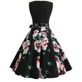 thumbnail image 4 of Babysbule Summer Dresses for Women Sexy Ladies Fashion Floral Vintage Print V-Neck Sleeveless Swing Skirts Deals, 4 of 5