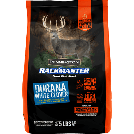 Pennington Rackmaster Durana Food Plot Seed Perennial Clover Deer Mix, Full Sun, 5 lb., 1 Bag