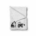 thumbnail image 2 of Construction Soft Flannel Fleece Throw Blanket, Black Silhouettes Concrete Mixer Machines Industrial Set Trucks Tractors, Cozy Plush for Indoor and Outdoor Use, 70" x 90", Black White, by Ambesonne, 2 of 6