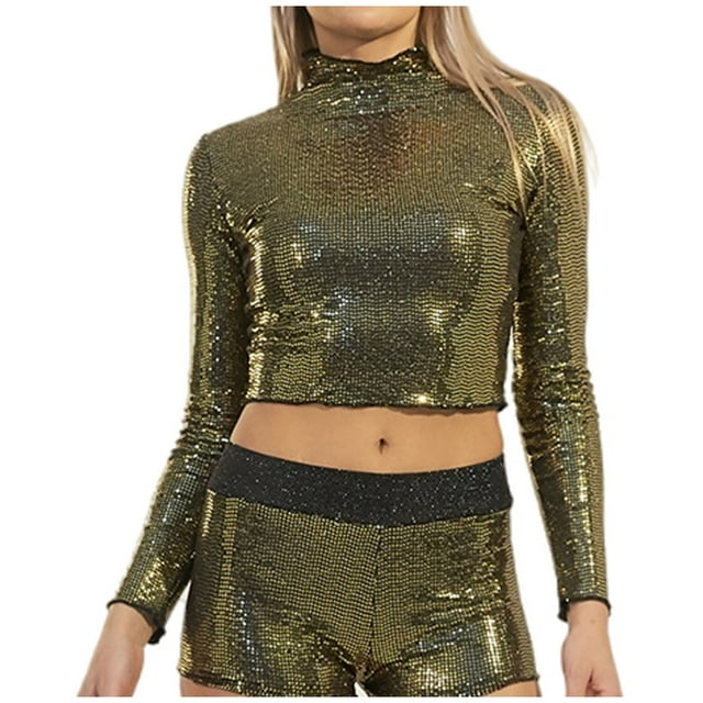 Pompotops Chandail en Molleton à Manches Longues Confortable et Respirant à Col Rond avec Paillettes pour Femmes en Liquidation