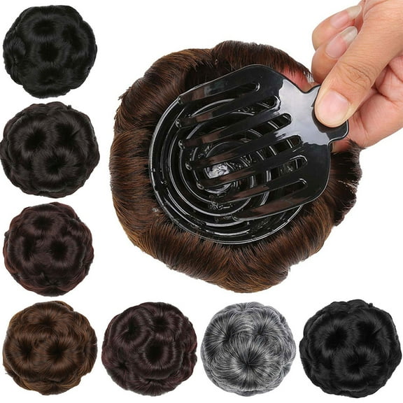 Eosunjian Faux Synthetic Hair Bun Extension Elastic Wavy Bridal Donut Chignon Hairpiece