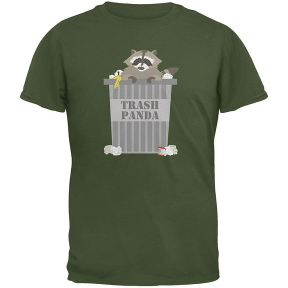 Trash Panda Raccoon Military Green Adult T-Shirt - 2X-Large