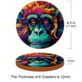 thumbnail image 3 of Monkey 6PCS Microfiber Leather Round Car Coasters - Set of 6 Drink Mats for Car Cup Holders, 11x11 cm/4.3x4.3 inches, Absorbent Auto Accessories, 3 of 6