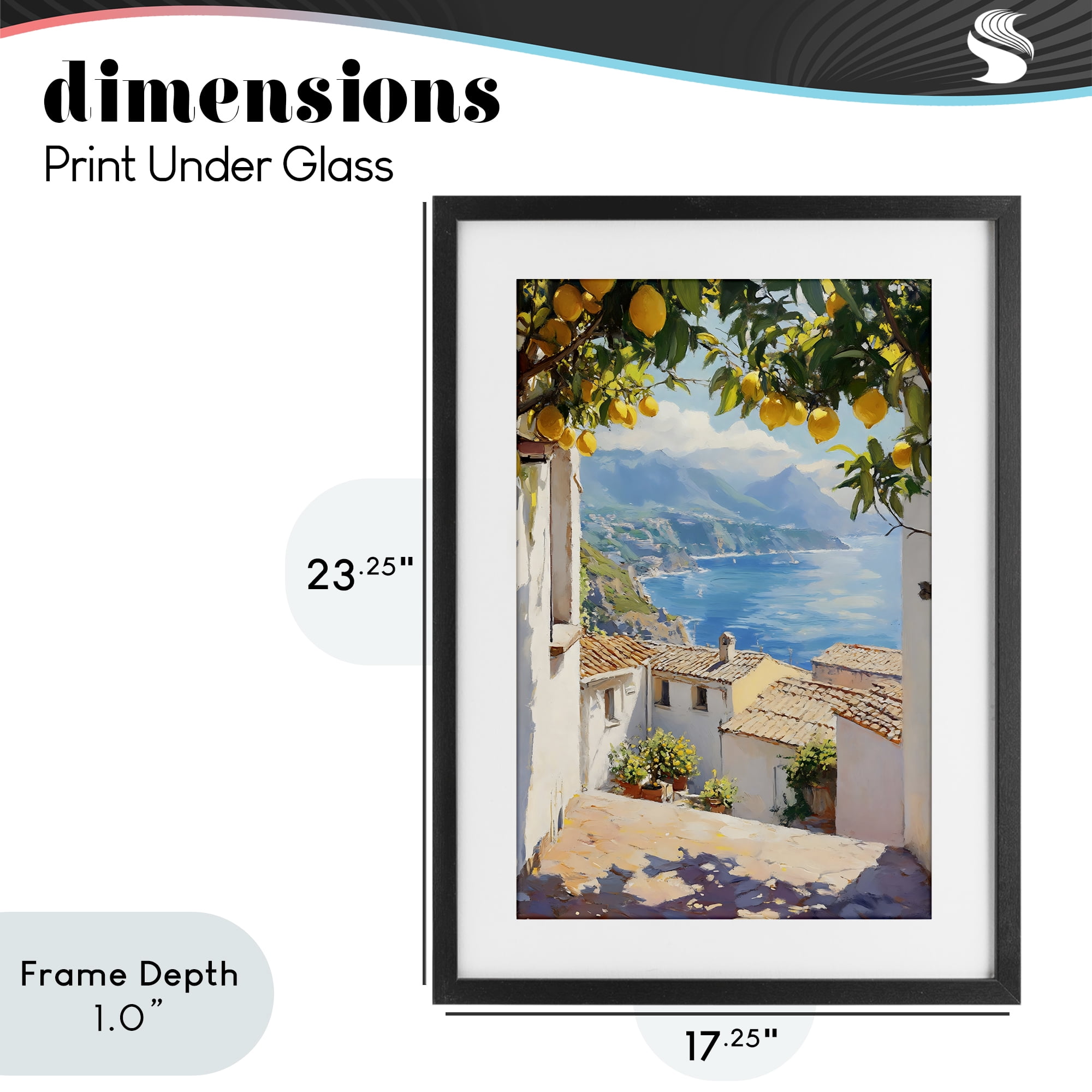 Stupell Industries Amalfi Coast Lemon Overhang Black Framed Print Under Glass, design by LSR Design Studio