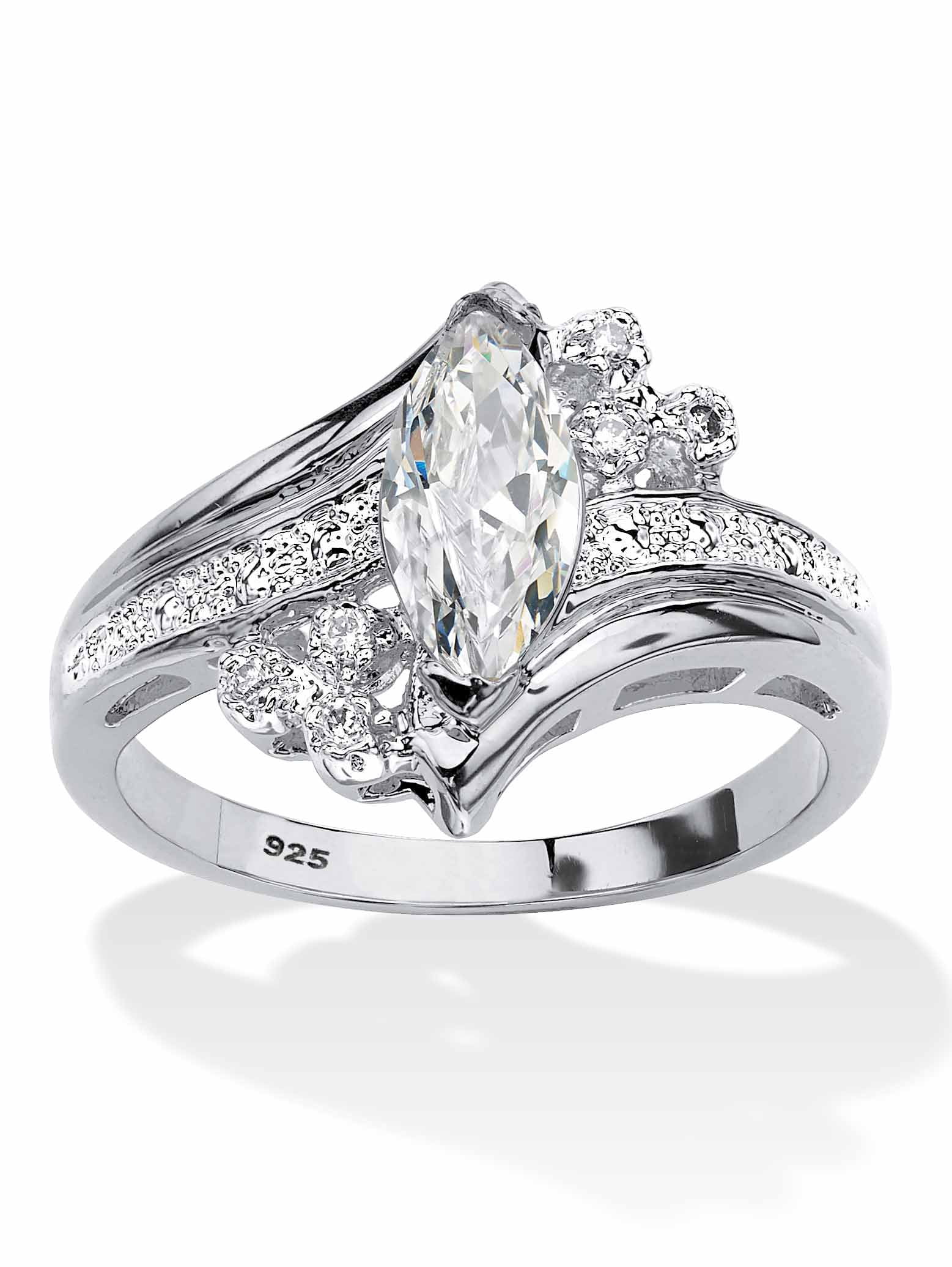 PalmBeach Jewelry Marquise Cut Cubic Zirconia Engagement Anniversary ...