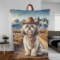 thumbnail image 3 of Welcome Fall Western Cowboy Shih Tzu Enjoys Majestic Autumn Cozy Fleece Blanket Lion Dog Lover Gifts Warm Soft Throw Blanket - 01007, 3 of 5