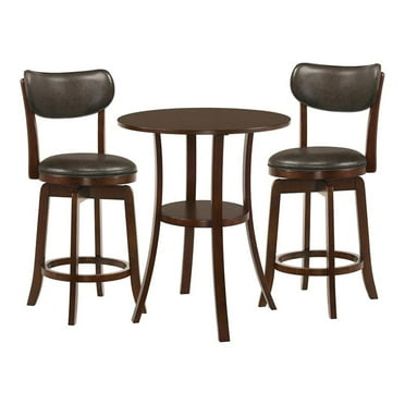 Furniture of America Hasble Wood Swivel 3-Piece Counter Dining Set in Espresso