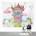 thumbnail image 1 of ZEALGNED Colorful Pony Princess Castle Watercolor Unicorn Tale Green Rainbow Wall Art Hanging Tapestry Home Decor for Living Room Bedroom Dorm 51x60 inch, 1 of 1