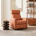 thumbnail image 3 of Alden Design Faux Leather Push Back Theater Recliner Chair with Footrest, Tan, 3 of 10