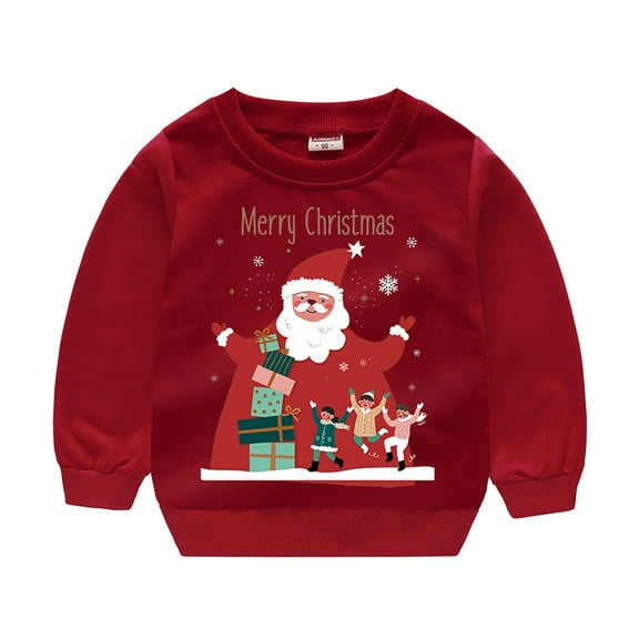 Generic Toddler Children Fall Winter Christmas Long Sleeve Cute Printed Letter Hoodie Top Sweatshirt Outwear for Merry Christmas Home Daily(2-3 Years White)
