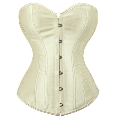 Corset Top For Women Bustier Lingerie for Women Stain Overbust Vintage Waist Cincher Beige S