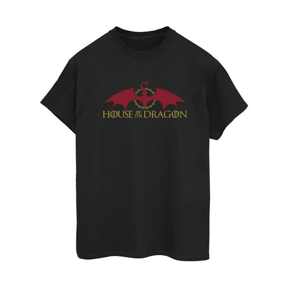 Game Of Thrones: House Of The Dragon Womens Dragon Logo Cotton Boyfriend T-Shirt