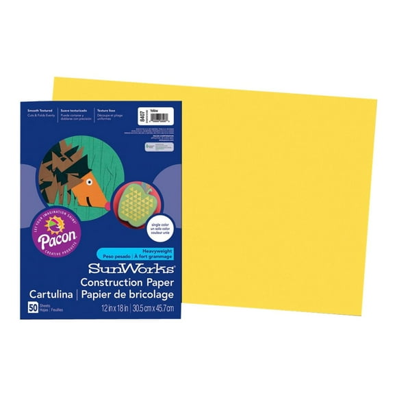 SunWorks Construction Paper, Yellow, 50 Sheets