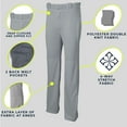 thumbnail image 4 of Wire2wire Men's Tournament Open Bottom Baseball Pant Charcoal M, 4 of 9