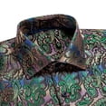 thumbnail image 1 of Camisas de seda para hombre Jacquard Paisley Floral Camisa de solapa de manga larga Blusa Prendas de abrigo Oficina de boda Transpirable de alta calidad, 1 of 5