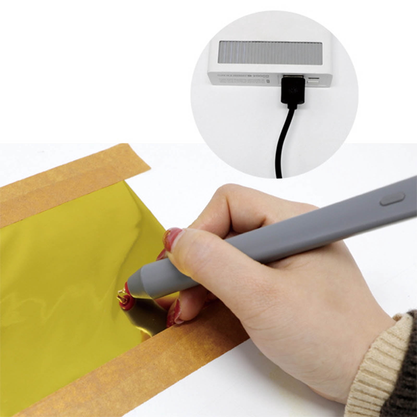 USB Powered Heat Foil Pen for Hot Stamping Foil Paper Scrapbooking Paper Cards Craft with Gold Foil Roll Drawing Pen