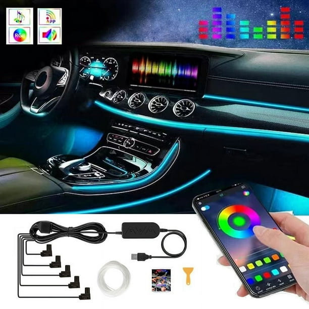 Luz ambiental USB para automóvil, luz LED para panel de instrumentos de control central modificada, luz ambiental con aplicación de luz fría