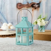 6PCS Blue Decorative Lantern- Kate Aspen Vintage Metal Distressed Extra Large Rustic Candle Holder, Centerpiece for Wedding Table, Accent Piece & Party Favor- 9" H (11.5" H with Handle)