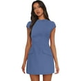 thumbnail image 4 of CatFox Womens Dress 2025 Summer Dresses for Women Mock Neck Short Sleeve Bodycon Party Club Mini Dresses, 4 of 9