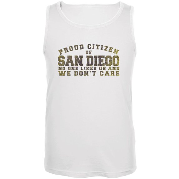 Proud No One Likes San Diego White Adult Tank Top - Medium