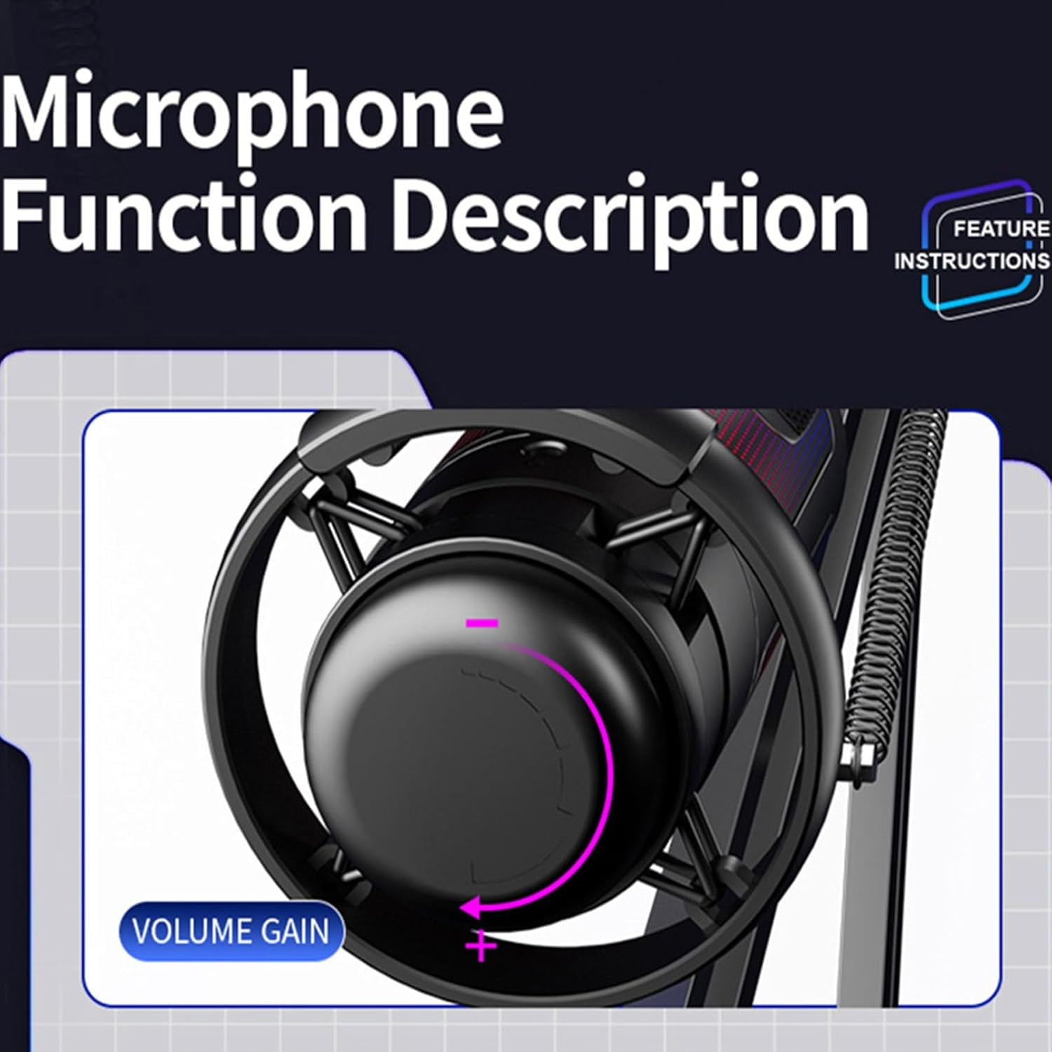 Gaming USB Microphone for PC，Podcast Microphone Kit for Streaming, Condenser Mic with Quick Mute, Boom Arm, Pop Filterm, RGB Indicator, Shock Mount, Rotate Gain button, Compatible with PS4/5/PC