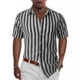 thumbnail image 7 of QBGSAY Mens Shirts Summer Beach Casual Yarn Dyed Striped Lapel Short Sleeved Shirt Classic And Comfortable Top, 7 of 7