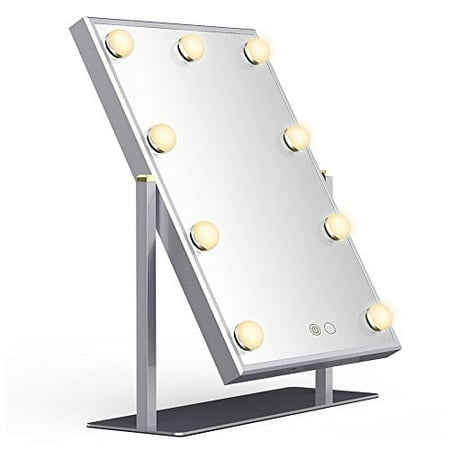 Nitin Lighted Vanity Mirror With Dimmable Touch Control Hollywood Style Makeup Cosmetic Mirrors Lights Aluminum Frame Jewelry Packaging