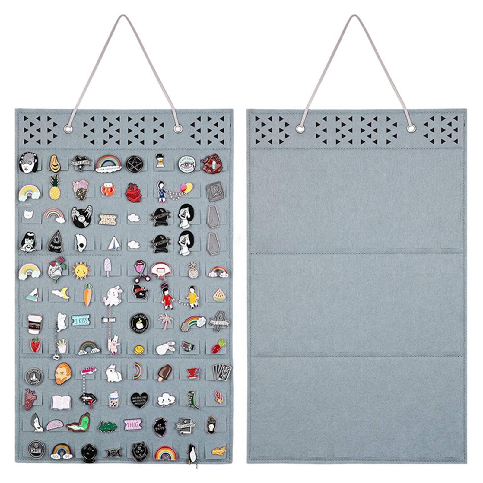 Hanging Brooch Organizer Wall Hanging Pin Organizer Felt Brooch Storage Bag with 96 Pin Capacity Space-saving Display Case for Enamel Pins Earrings