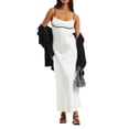 thumbnail image 2 of Coduop Women's Satin Long Dress,Sleeveless Tie Backless Spaghetti Strap Maxi Party Dresses, 2 of 9