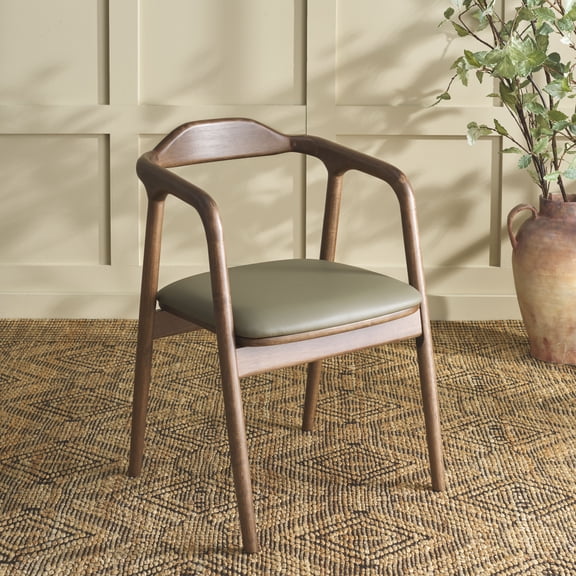 Safavieh Ankit Modern Wood Dining Arm Chairs, Olive / Walnut