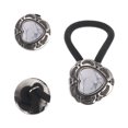 thumbnail image 5 of Unique Bargains Grace Button Hair Tie for Women 1 Pc White Silver Tone Black, 5 of 5