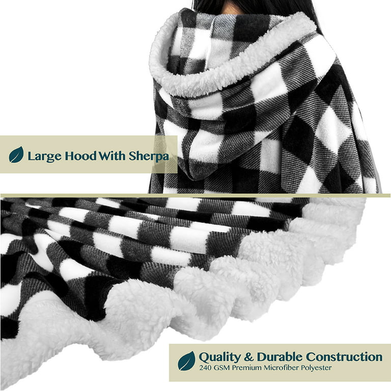 Herrnalise Portable Heated Blanket Shawl,White and Black Buffalo