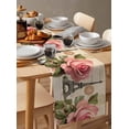 thumbnail image 6 of Pink Spring Floral Table Runner 48 Inches, Vintage Rose Flower Retro Bed Runner Dresser Scarves Tabletop for Indoor Outdoor Parties/Ceremony/Banquet, 13" x 48", 6 of 8