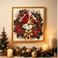 thumbnail image 4 of Christmas Cardinal Diamond Painting Kit, DIY Pearl Rhinestone Crafting Set, Festive Wreath Pair‑Cardinal Art, Pearl Textured Effect Kit for Holiday Housewarming Gift, 4 of 6
