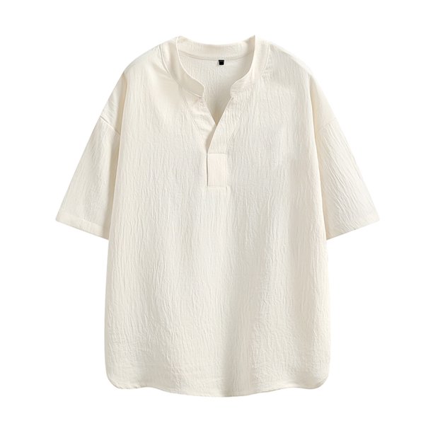 Jersey Elvqul para Caballero Manga Corta Blanco Liso Playa Cuello V