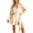 Beige, variant on Women's Champagne Metallic Mini Dress Tie Neck Long Sleeve Belted Tiered Ruffle Hem Party Dress,M