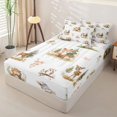 thumbnail image 2 of Castle Fairy Cute Watercolor Animal Deer Zipper Full Size Comforter Sets with Fitted Sheet and 2 Pillowcases for Boys,Adorable Fox Rabbit Owl Zipper Bedding Set,White Green Pink,Reversible,4pcs, 2 of 6