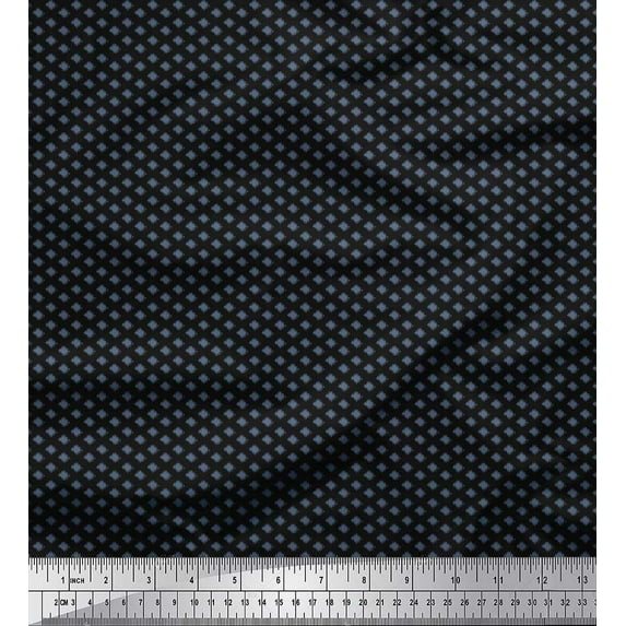 Soimoi Black Cotton Voile Fabric Dot Ikat Printed Craft Fabric by the Yard 58 Inch Wide