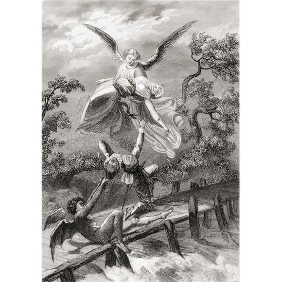 Posterazzi Amina Est Éloignée par un Ange Alors Que le Diable Capture le Sarrasin d'Albaicin de l'Histoire El Sacristan Del Albaicin, du Livre Los Frailes Y Sus Conventos Publié