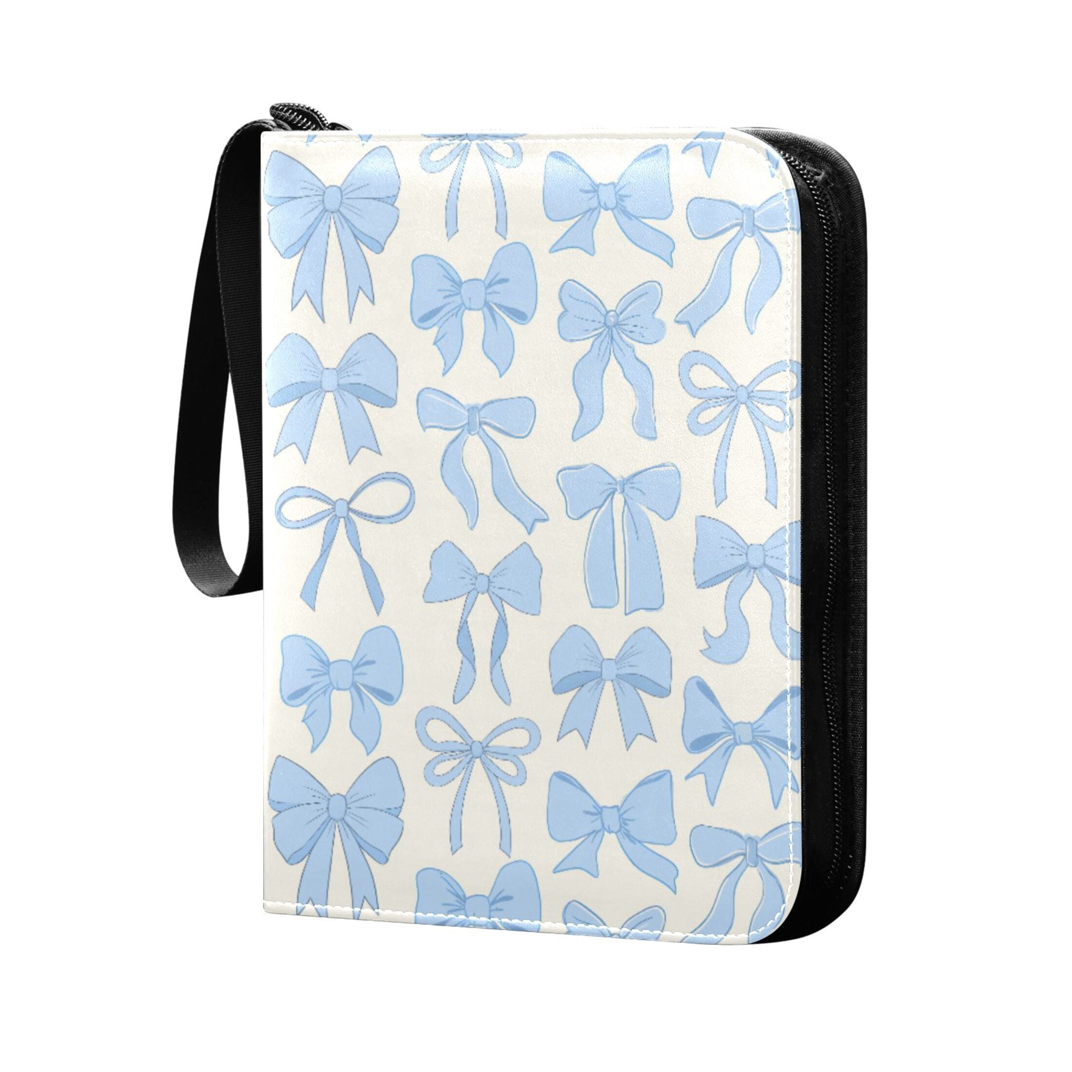 ALAZA Blue Bows Trading Card Binder 4 Pocket Cards Collection Album 400 Folder Holder