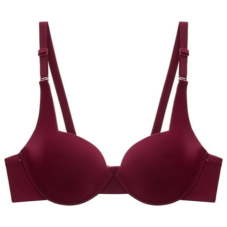 Hot Price: Bras for Women No Underwire  Sujetadores para mujer sin aros  Women s French Bra Sexy Underwear Steel Ring Gathered Solid Color All-match Chest Bra SOPATENOR Red M