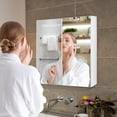thumbnail image 3 of Topbuy Double Door White Storage Cabinet Wall Mounted Bathroom Mirrored Organizer w/ Shelves, 3 of 7