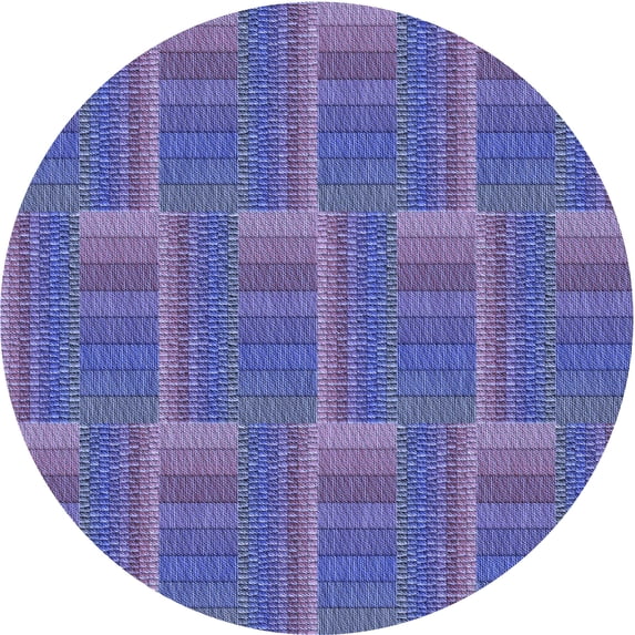 Ahgly Company Machine Washable Indoor Round Transitional Deep Periwinkle Purple Area Rugs, 7' Round
